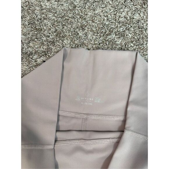 offline by aerie goals shortie high rise 4” biker shorts mauve XL ribbed sides - Picture 3 of 6